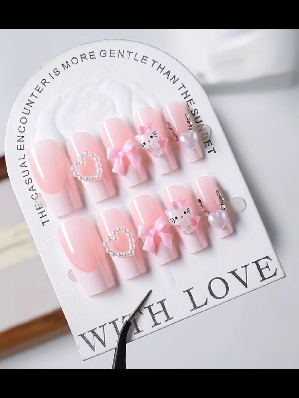 Hello KITTY Nail Art with 3D Decorations